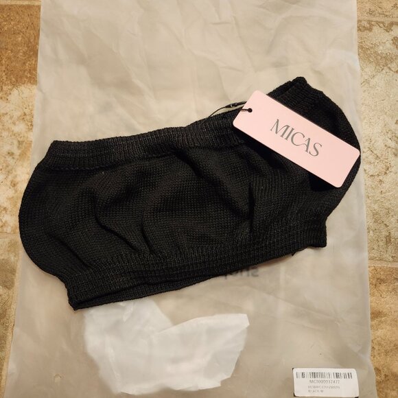 Micas Women's Size Medium Black Knit Skirt Set Cover Up 2 Piece Fringe Hem NWT - Picture 6 of 8